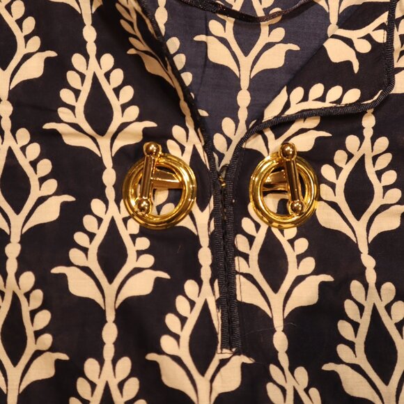 Charter Club Sheer Boho Tunic Top – Navy/Tan – Gold Clasp – Size XL - Picture 2 of 9